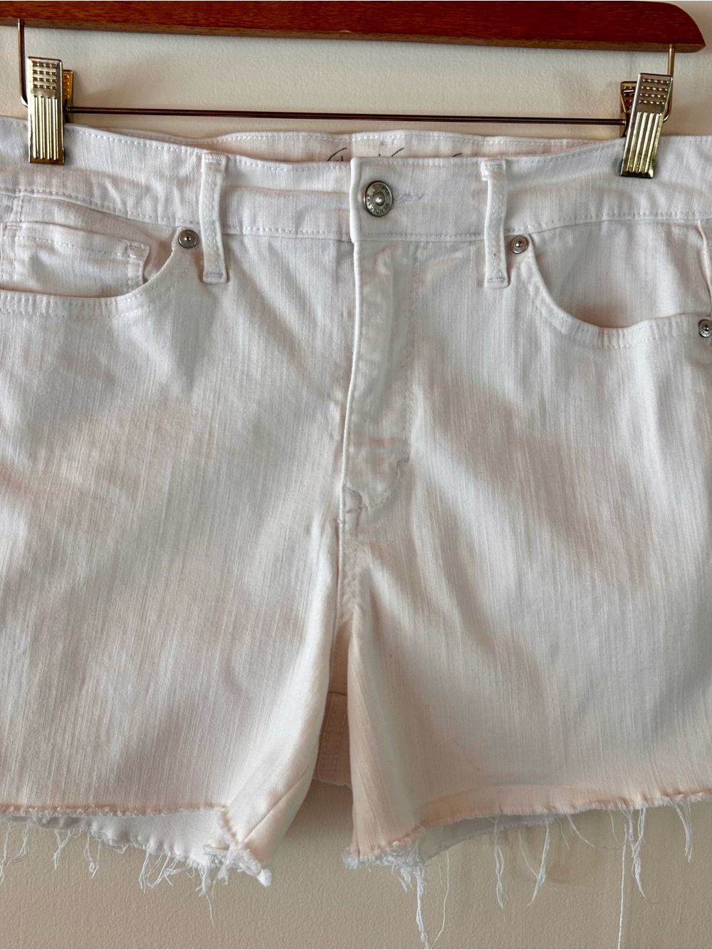 White Women's Denim Cutoff Shorts Mom Jeans Hand Cut Stretch